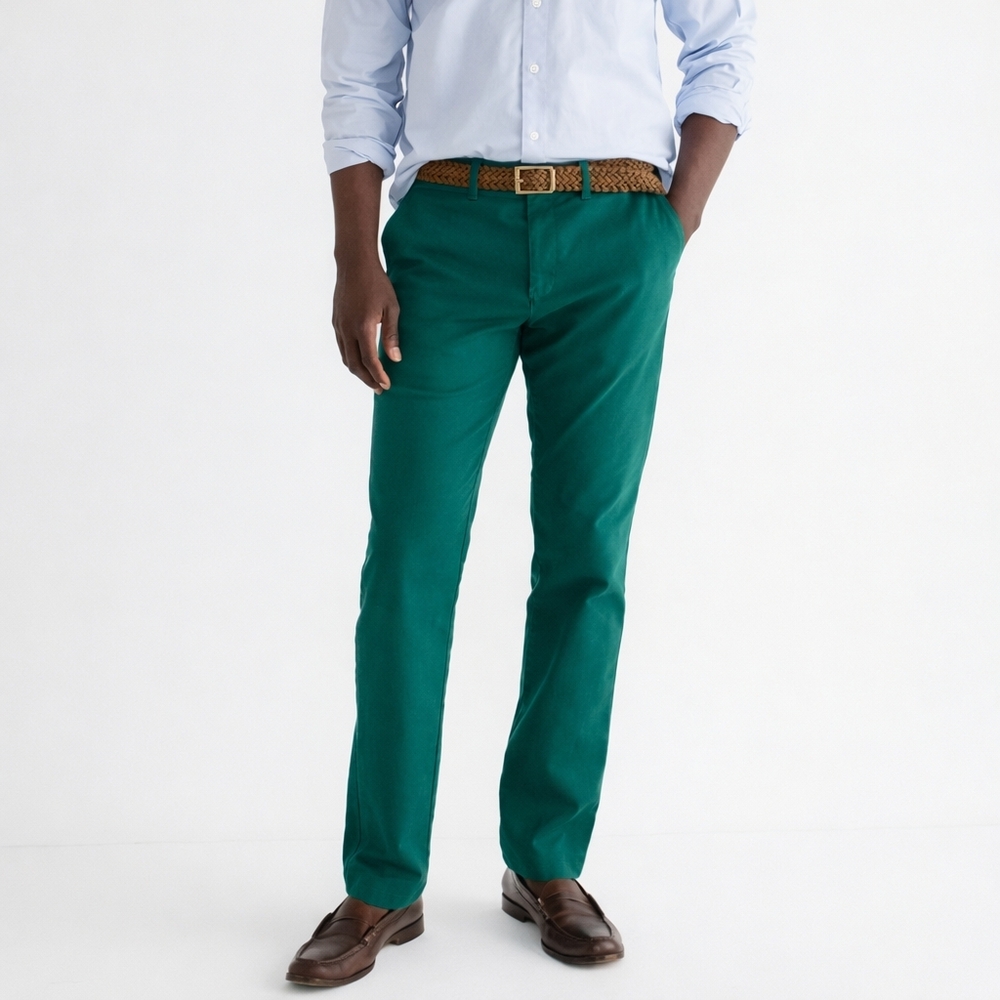 J.Crew World-Famous Stretch Chinos Slim Fit Evergreen Green W36 L30